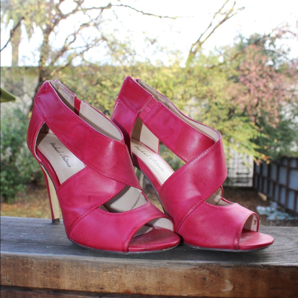 Pink high heel boots